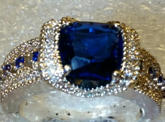 Blue sapphire yellow gold women's ring - Picture 3 of 3